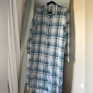 Romeo & Juliet Couture Plaid Duster Sheer Shirt Dress Kimono
